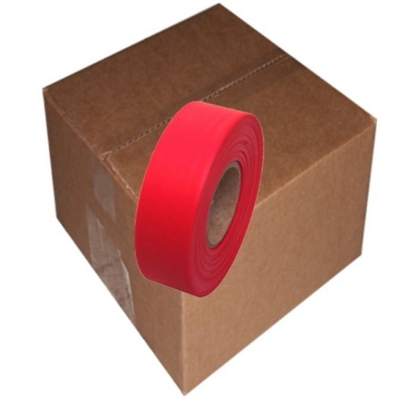 Tape Planet Flagging Tape 1-3/16 inch x 150 ft Non-Adhesive Plastic Ribbon, Red (12 Roll Case)