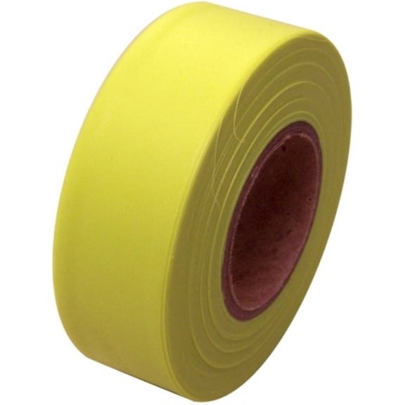 Tape Planet Fluorescent Yellow Flagging Tape 1 3/16" x 150 ft Roll Non-Adhesive