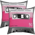 thumbnail image 1 of Tape Reversible Throw Pillow Covers for Magnetic Tape Print Pillow Covers Home Decor Decorative Record Musical Square Cushion Covers Set of 2 Vintage Pink Grey 16 x 16-Inch, 1 of 5
