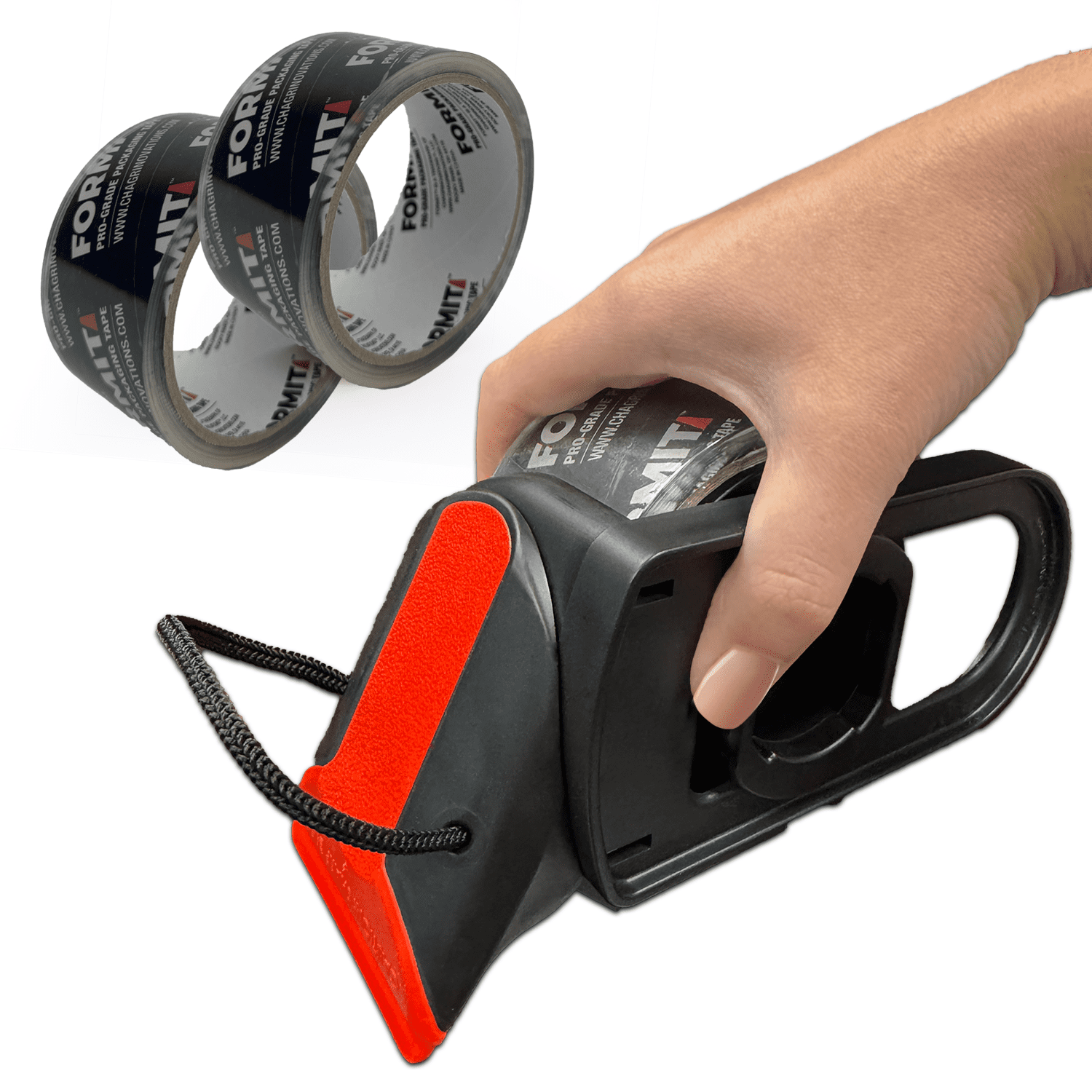 Chagrinovations TT05753 Tape Dispenser With Tape, 3" Core, Polypropylene, Gray/orange, 1 Dispenser, 2 Rolls Pro-grade Packaging Tape
