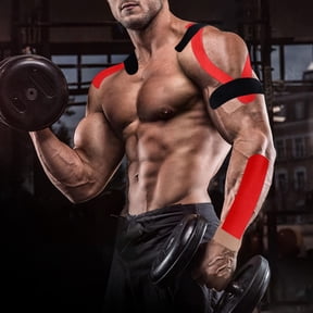 Tape for Muscle Support and Fitness Applications - Elastic Bandage Chest Lift Strap Knee Elbow and Sports Tape for Physical and Training,One Size,Red