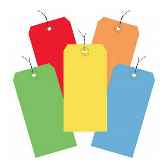 TapePlanet 13 pt. Assorted Color Packs Shipping Tags (1000 Per/Case) (4 3/4 x 2 3/8", Assortment Pre Wired)