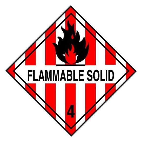 Tapecase 4" x 4" Adhesive Back Shipping Labels, Flammable Solid, Pk50 16U979
