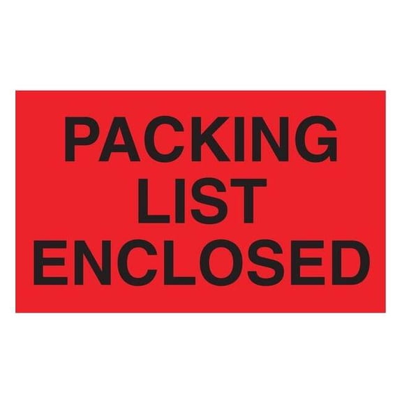Tapecase Shipping Labels 3", Packing List Enclosed, Red, Pk50 16V022