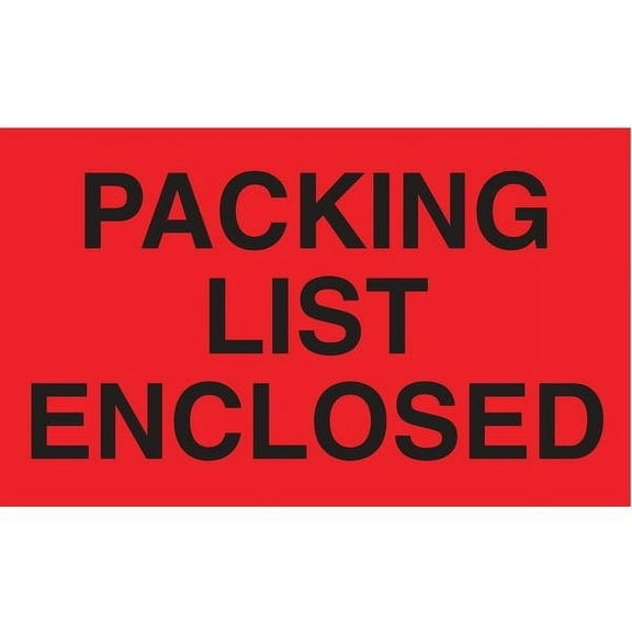 Tapecase Shipping Labels 3", Packing List Enclosed, Red, Pk500 16U831