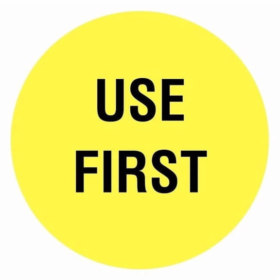 Tapecase Inventory Control Label 2", Use First, Yellow, Pk1000 16U827