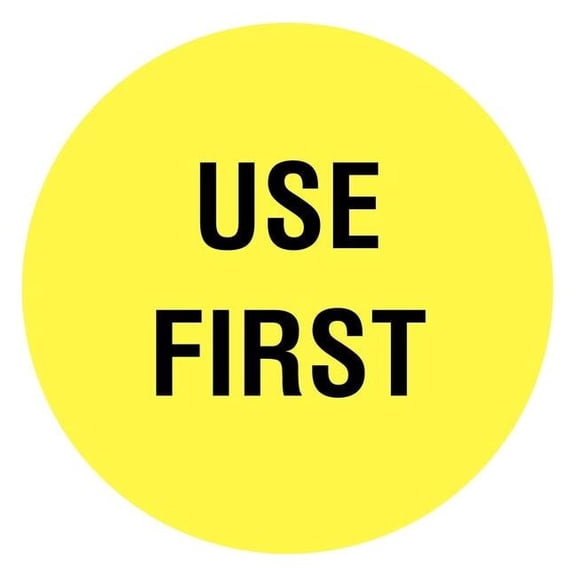 Tapecase Inventory Control Label 2", Use First, Yellow, Pk1000 16U827