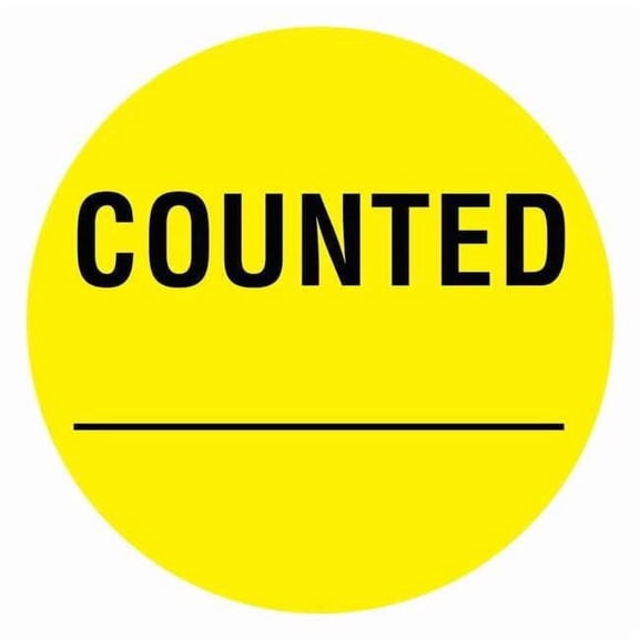 Tapecase Inventory Control Label Yellow, Counted, Pk1000 16U930