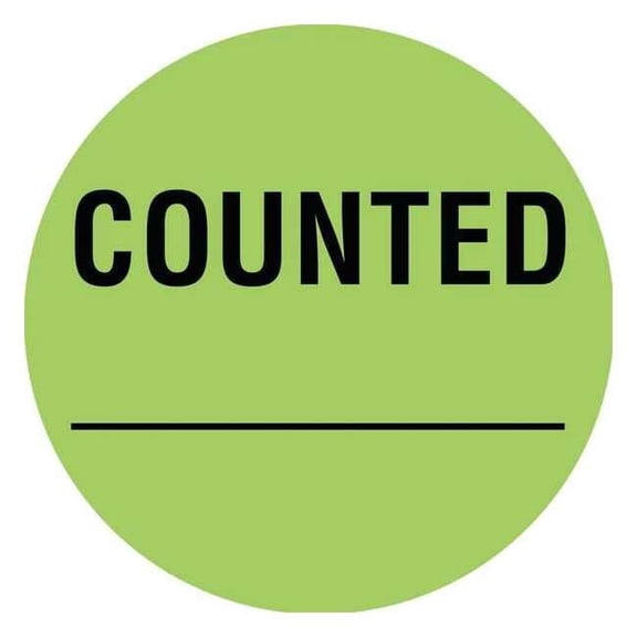 Tapecase Inventory Control Label Green, Counted, Pk1000 16U931