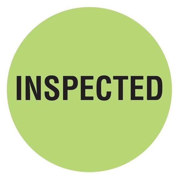 Tapecase Circle Inventory Control Label, Inspected, Green, Pk1000 16U829