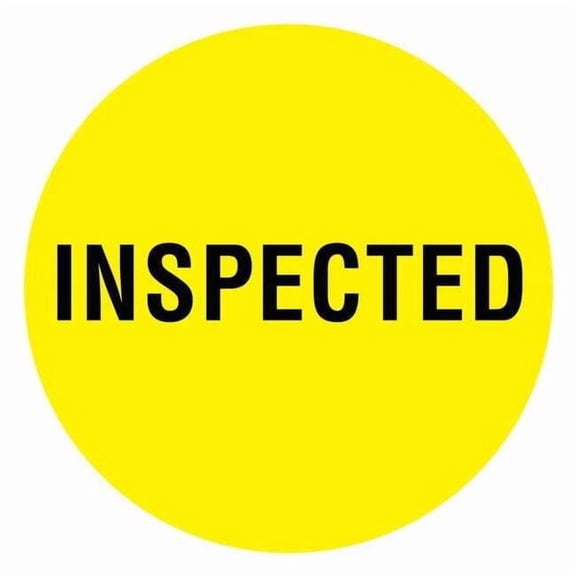 Tapecase Circle Inventory Control Label, Inspected, Yellow, Pk1000 16U934