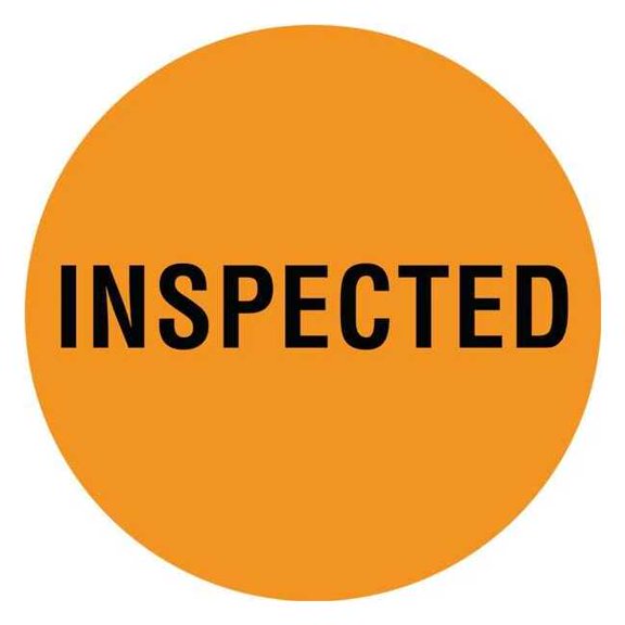 Tapecase Circle Inventory Control Label, Inspected, Orange, Pk1000 16U935