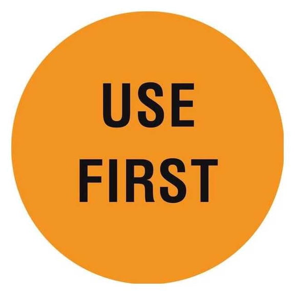 Tapecase Circle Inventory Control Label, Use First, Orange, Pk1000 16U947
