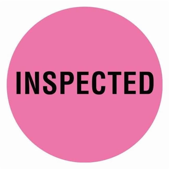 Tapecase Circle Inventory Control Label, Inspected, Pink, Pk1000 16U936
