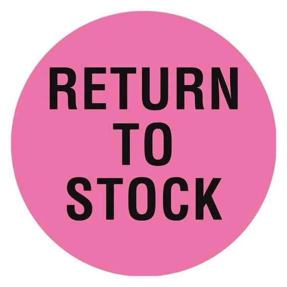 Circle Inventory Control Label, Return to Stock, Pink, Pk1000 16U944
