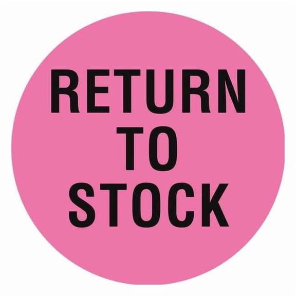 Circle Inventory Control Label, Return to Stock, Pink, Pk1000 16U944