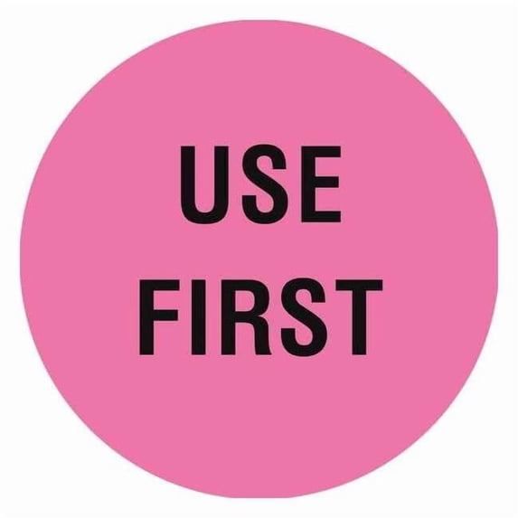 Tapecase Circle Inventory Control Label, Use First, Pink, Pk1000 16U948