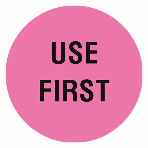 Tapecase Circle Inventory Control Label, Use First, Pink, Pk1000 16U948