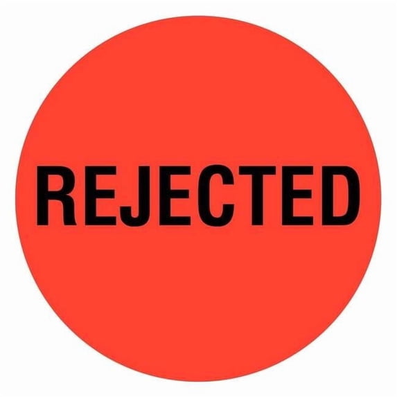 Tapecase Circle Inventory Control Label, Rejected, Red, Pk1000 16U825