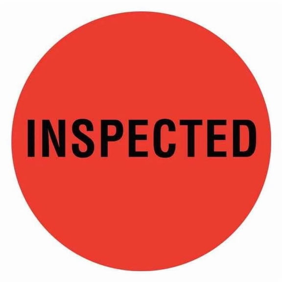 Tapecase Circle Inventory Control Label, Inspected, Red, Pk1000 16U933