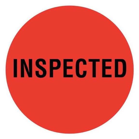 Tapecase Circle Inventory Control Label, Inspected, Red, Pk1000 16U933