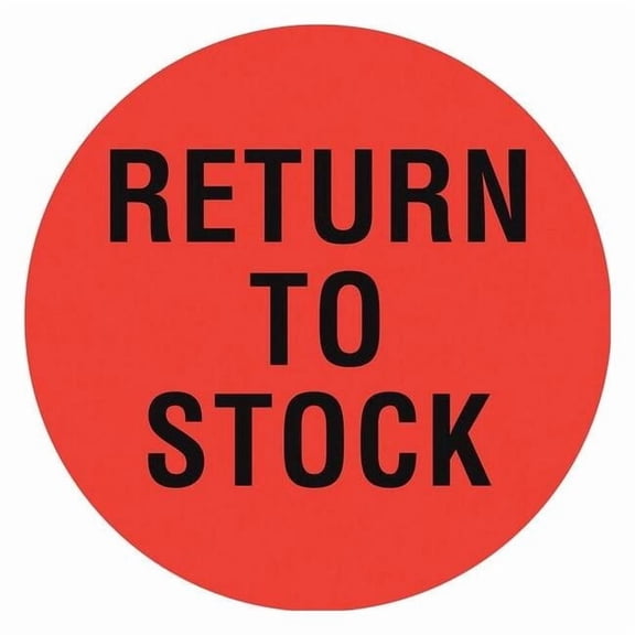 Tapecase Circle Inventory Control Label, Return to Stock, Red, Pk1000 16U941