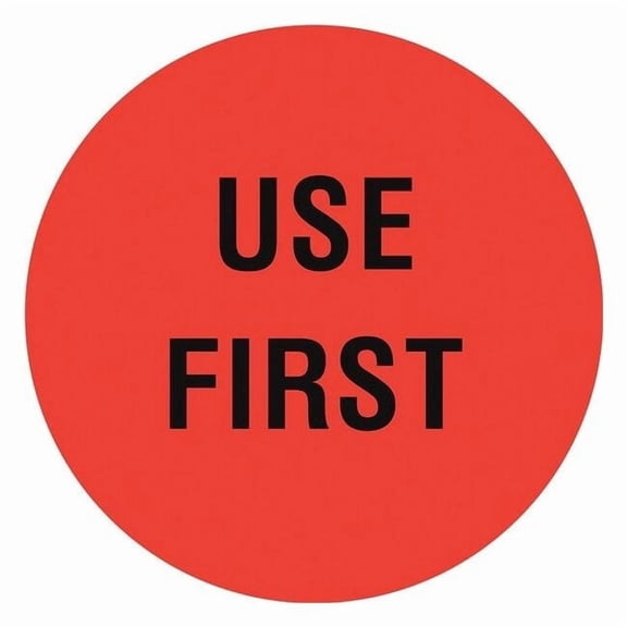 Tapecase Circle Inventory Control Label, Use First, Red, Pk1000 16U945