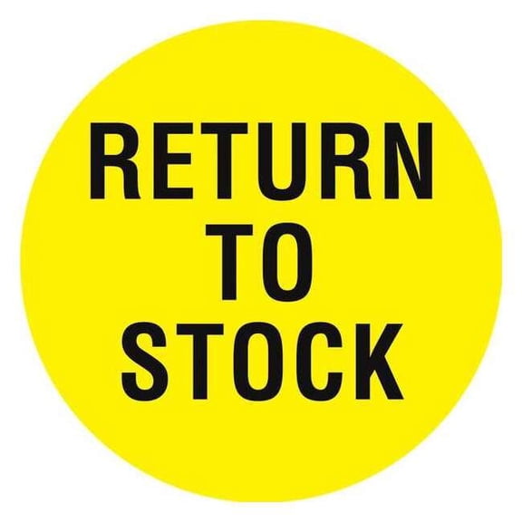Tapecase Circle Inventory Control Label, Return to Stock, Yellow, Pk1000 16U942