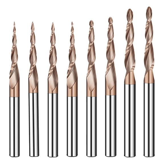 Taper Ball End Milling Cutter Carbide 3D Relief Engraving Drill Engraving Tool R0.5*15C*3.175D*38L Smile Home