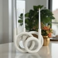 thumbnail image 1 of Taper Candle Holder Resin Sculptural Twisted Ring Design Modern Contemporary for Living Room Bedroom Office Decor - 12" White, 1 of 11