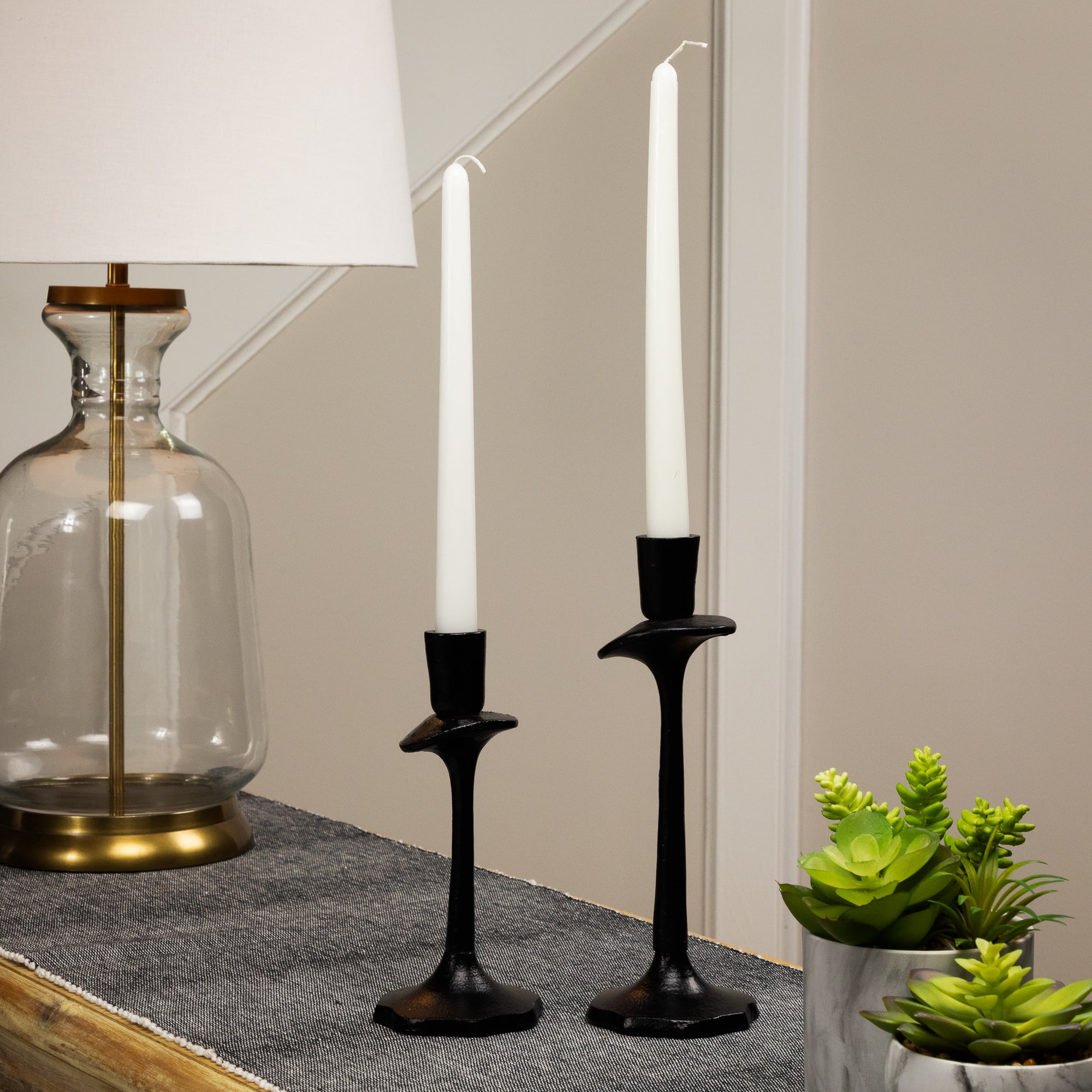 Northlight Taper Candle Holders with Scalloped Base - 9.5" - Set of 2