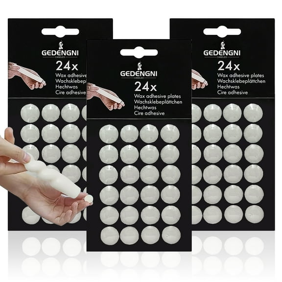 Taper Candle Wax Dots - 24pcs Spiral Candle Sticky Dots White Candle Adapter Small Candles Adhesive,Soft Wax for Any Candle Holder Accessories-3 Pack