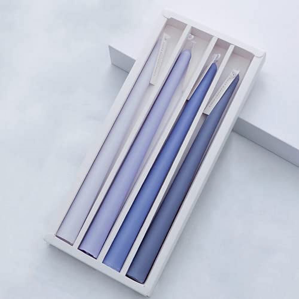 Taper Candles 10'' Colored Candle Sticks Set of 4 Sea Salt Vanilla Scented, Natural Soy Wax
