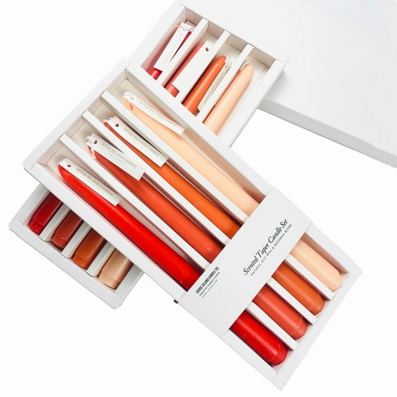 Taper Candles 10'' Colored Candle Sticks Set of 8 | Orange Citrus Scented, Natural Soy Wax | Home Decor Kitchen Decor Wedding Decorations (Orange Shades)