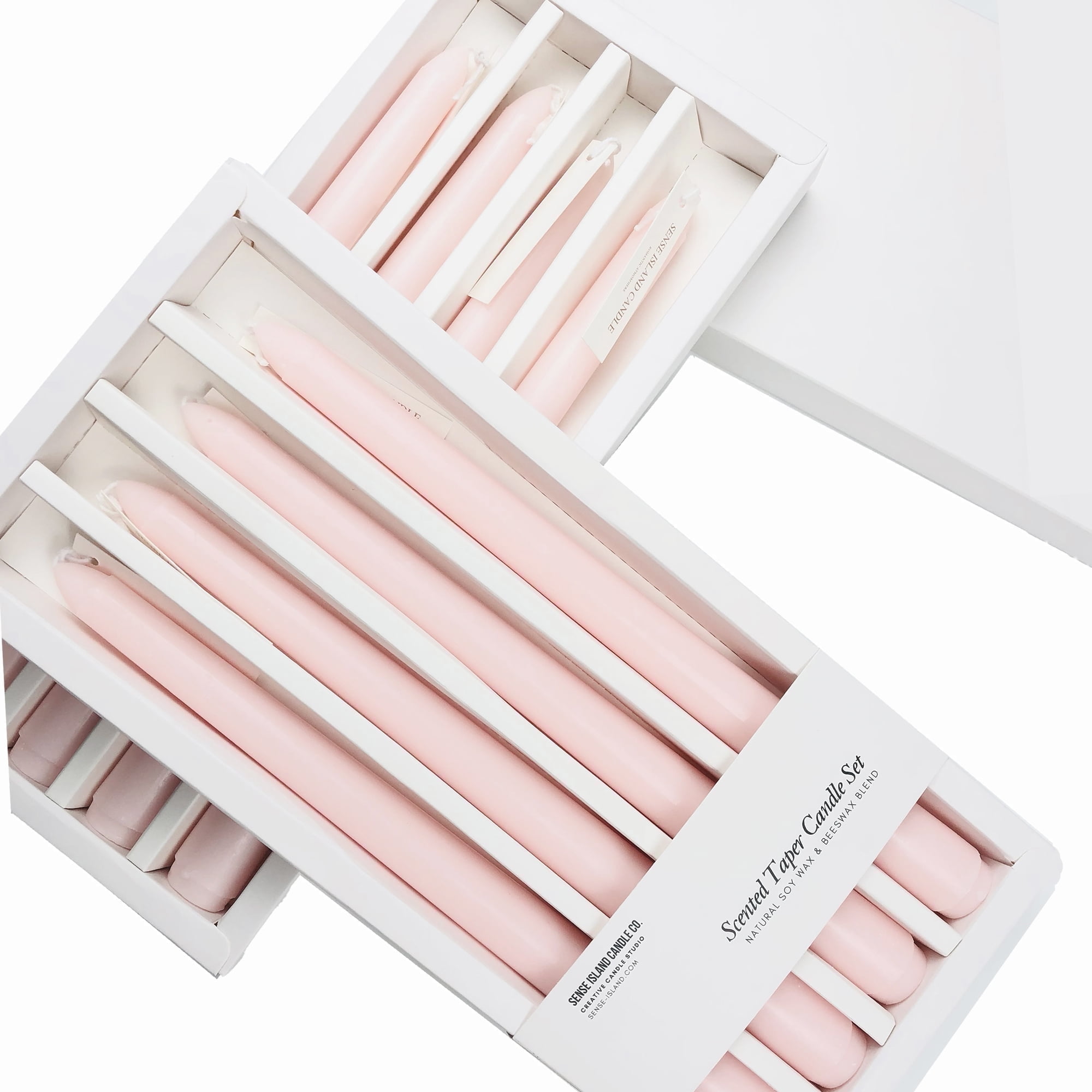 Taper Candles 10'' Colored Candle Sticks Set of 8 | Rose Scented, Natural Soy Wax | Home Decor Kitchen Decor Wedding Decorations (Baby Pink)