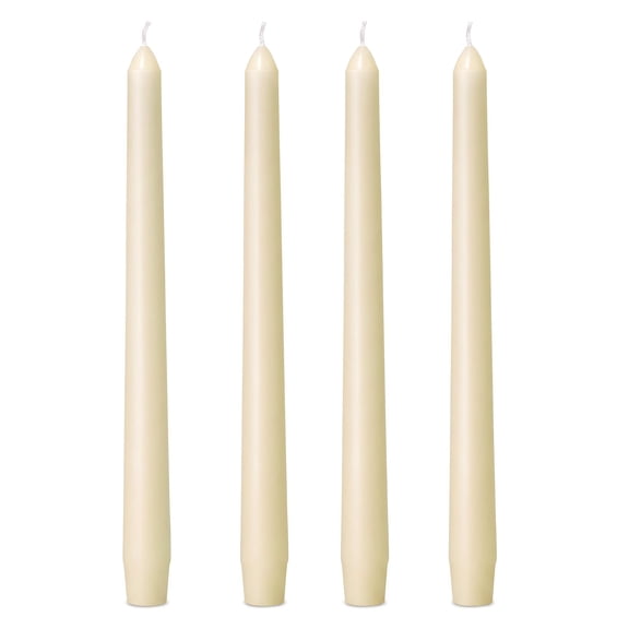 Taper Candles, 4 Pack 10 Inch Dripless Smokeless Unscented Candle Sticks, 8 Hours Long Burning Time, Ideal for Wedding Reception, Holiday Feast, Formal Dinner Party, Cozy Home Decor, Ivory Tapered