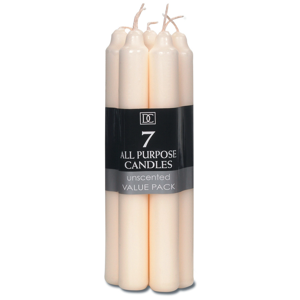 Taper Candles: 7 Inches Ivory Taper Candles, 7 Pack - image 1 of 7