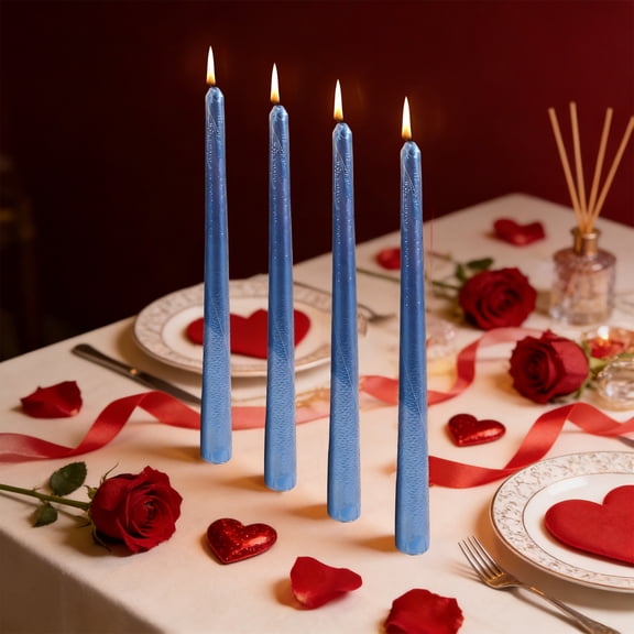 Taper Candles, Long Candles, Electroplated Twisted Finish Dripless Low-Fume Wax Candles, 4-Piece Pack 2.1x25cm For Wedding Restaurant Romantic Decoration
