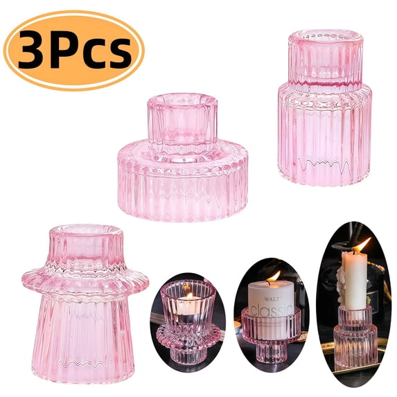 Taper Glass Candle Holders Set of 3 Tealight Candlestick Holders for Table Centerpieces Wedding Party Home Decorations