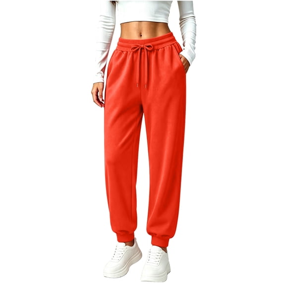 Taper Pants for Women Fall Casual Stretchy Athletic Joggers Fashion Oversized Comfy Fitted Slacks with Pockets 2XL