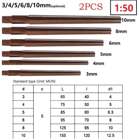 Taper Pin Hand Reamer 150 Conical Degree Manual Pin Hss Alloy Steel Blade Taper Shank Machine Reamer 3 4 5 6 8 10Mm 2Pcs 3Mm Fangkenuo