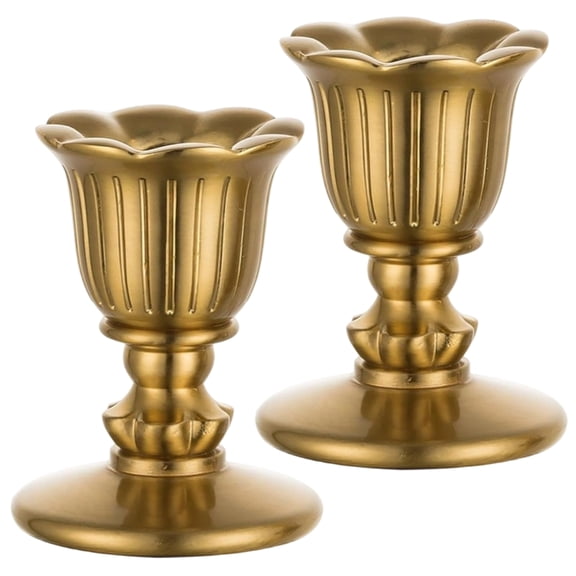Taper Stick Holders 1Set Copper Candlestick Holders Decorative Stands Dinner Dining Room Table Centerpiece