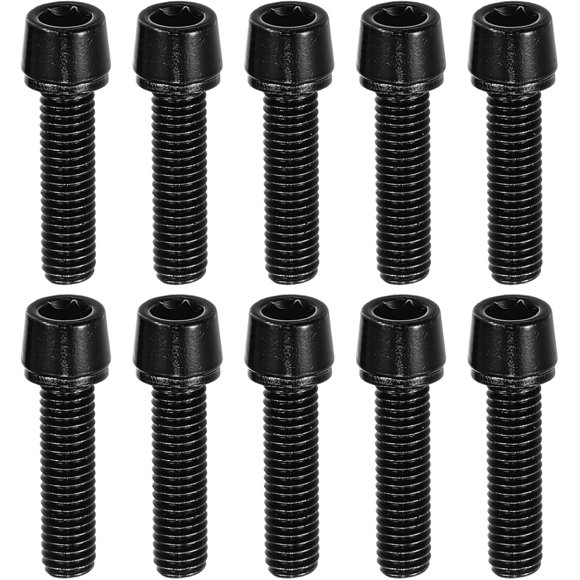 Tapered Bolts Screws for MTB Bike Bicycle Stem Durable M5x20mm Socket Head Cap Bolts Screws Nuts Steel Black (Set of 10)