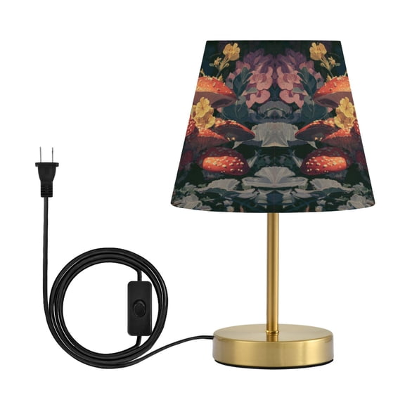 Tapered Desk Lamp with Antique Brass Base Table Lamps Dimmable LED Bulb Button Switch Night Light A Cluster Of Mushrooms Medium