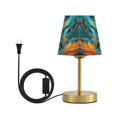 thumbnail image 1 of Tapered Desk Lamp with Antique Brass Base Table Lamps Dimmable LED Bulb Button Switch Night Light Abstract Leaves Small, 1 of 8
