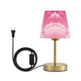 thumbnail image 1 of Tapered Desk Lamp with Antique Brass Base Table Lamps Dimmable LED Bulb Button Switch Night Light Clouds and Pink Heart Shape Small, 1 of 8