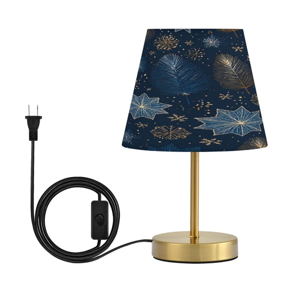 Tapered Desk Lamp with Antique Brass Base Table Lamps Dimmable LED Bulb Button Switch Night Light Golden Pine Needles Medium