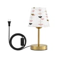 thumbnail image 1 of Tapered Desk Lamp with Antique Brass Base Table Lamps Dimmable LED Bulb Button Switch Night Light Hearts and String Garland Small, 1 of 8