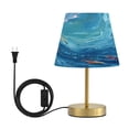 thumbnail image 1 of Tapered Desk Lamp with Antique Brass Base Table Lamps Dimmable LED Bulb Button Switch Night Light Ocean Surface Medium, 1 of 8