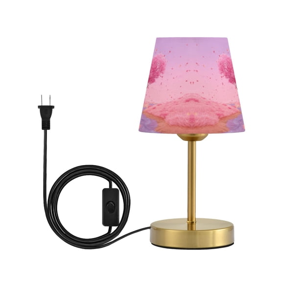 Tapered Desk Lamp with Antique Brass Base Table Lamps Dimmable LED Bulb Button Switch Night Light Pink Heart-shaped Tree Small